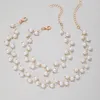 Halsband örhängen set fashionabla och minimalistiska japanska koreanska pärltemperament strandhals rem korta smycken