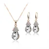 Necklace Earrings Set 3pcs/set Ruby Wedding Beads Crystal Bridal Jewellery Party Jewelry Gift