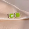 Stud Earrings 2023 Personality Simple Rhinestones Geometric Shea Green Korean Fashion Girl Women's Jewelry Accessories