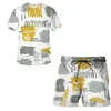 Survêtements pour hommes 2023 3D Abstract Graffiti Series T-shirt à manches courtes Costumes Homme / Femme Top Shorts 2pcs Ensembles Costume de sport Vêtements décontractés