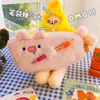 Plush School Pencil Case With Pen Holder Kawaii Penalty Pencilcase For Girls Big Storage Bag Stationery Pouch Supplies