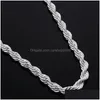 Łańcuchy M 925 Sterling Sier Twisted Rope Chain 16-30 cali luksusowy naszyjnik dla kobiet mężczyzn moda Diy biżuteria hurtowych Drop Delivery Dhwsc