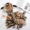 Designer Luxury Bur Home scarves for sale Hangzhou Silk Scarf Women's Mulberry Spring and Autumn Korean Version Versatile Plaid British Classic Dual Use