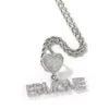 Hänge Halsband BLING KING Anpassade Mini Initial Letter med Hjärtformad Hänge Micro Shop CZ Personlig Namn Board Halsband Hip Hop Smycken 230704