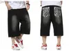 Jeans da uomo All'ingrosso-Estate Stile Hip Hop Pantaloni larghi larghi stampati per uomo Pantaloncini di jeans denim Pantaloncini da uomo Taglie forti 30-46 FS4941 Z230706