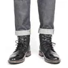 Fashion Men's Zipper Bottines Marque Double Shoelace Hommes Bottes en cuir