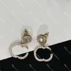 Frauen Creolen Mode Damen Designer Eardrop Schmuck Luxurys Weiße Strass Ohrringe Buchstaben Ohrstecker