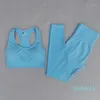 Pantaloni da donna a due pezzi Set da yoga senza cuciture Abbigliamento sportivo da donna Manica lunga da fitness