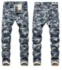 Kamouflagetryck för män Jeans Raka jeansbyxor Slimma män Stretch Camo jeansbyxor X0621