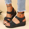 Wedges Summer Women's Fashion Sandals Hook Loop Non-slip Platform Sandalias Mujer Pu Leather Lightweight Rome Female 76552