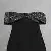 Siyah kadın bayan bandaj pullu elbise biçimsel iniform seksi kapalı omuz gövdesi elbiseler 00220