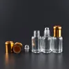 3ML 6ML 10ML Bouteilles en verre octogonales avec Roll On Aroma Bottles Metal Ball Parfum Flacons d'emballage d'huile essentielle Étui rechargeable ZA1623 Kocnw