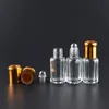 3ML 6ML 10ML Octagonal Glass Bottles With Roll On Aroma Bottles Metal Ball Perfume Essential Oil Packing Vials Refillable Case ZA1623 Kocnw