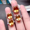 Cluster Rings MeiBaPJ 4 Estilos Citrino Natural Gemstone Moda Para Mulheres Real 925 Prata Esterlina Charme Fino Jóias de Casamento