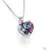 Подвесные ожерелья роскошные 925 стерлингов стерлингов в форме сердца в форме сердца, кубическая циркониея CZ Gemstone Charm Box Chains для женщин мод