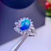 Cluster Ringen Klassieke Kleurrijke Natuurlijke Opaal Edelsteen Ring Vuurwerk Kleur Echt 925 Zilver Goede Gift 8x10mm Siize Gem