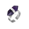 Solitaire pierścień nowy sześciokątny pryzmat pierścienie kwarcowe dla kobiet mężczyzn uzdrawiający kryształ punkt Chakra tygrysie oko kamień naturalny urok palec otwarty Dhr43