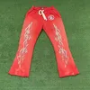 Men's Pants American Vintage Red Hellstar Sweatpants 2023 New High Quality Wool Loop Men Women Couple Loose Bell Bottoms Casual Sweatpants T230705