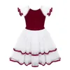 Traje de Palco Crianças Mangas Bufantes Veludo Profissional Ballet Vestido Tutu Ginástica Collant Criança Meninas Performance Trajes de Dança Lírica