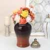 Butelki do przechowywania porcelanowy wazon świątynny słoik z pokrywką dekoracyjny gradientowy kolor imbirowy dom