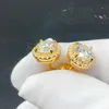 Designer Jewelry hip hop fashion jewelry big diamond stone gold plated sterling silver earrings luxury moissanite stud earrings