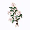 Brooches Enamel Green Leaves Rhinestone For Woman Wedding Party Pearl Tree Plant Pin Sweater Hat Clothing Corsage Daily Jewelry