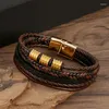 Bracelets porte-bonheur Style luxe hommes Bracelet en cuir haute qualité multicouche combinaison Bracelet pour hommes bijoux en gros