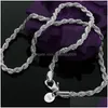 Chaînes M 925 Sterling Sier Corde Torsadée Chaîne 16-30 Pouces Collier De Luxe Pour Femmes Hommes Mode Bijoux Diy En Gros Drop Delivery Dhwsc