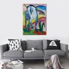 Contemporary Abstract Art on Canvas Blue Horse I Franz Marc Textured Handmade Oil Painting Wall Decor