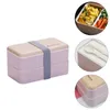 Dinnerware Sets Double Layer Lunch Box Container Meal Kid Bento Students Kids Snack Containers Microwave