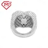 Half Band Hip Hop Heart Shape S925 Ring Mirco Pave Ice Out Vvs White Heart Moissanite Ring