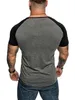 Camicia da uomo T-shirt Tee Graphic Color Block Manica raglan Girocollo Taglie forti Sport Fitness Manica corta Abbigliamento Abbigliamento Abbigliamento sportivo Muscle Essential