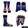 Andere Event Party Supplies Trump 2024 Socken Amerikanische Wahl Ill Be Back Lustige Socken Männer und Frauen Baumwollstrümpfe Drop Delivery Dhjjg