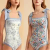 Women's Swimwear 2023 Reversible Tie-Shoulder One Piece Swimsuit With Skirt Women Ruffle Luxury Retro Monokini Bathing Suit Summer