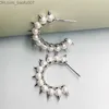 Charme gothique Punk Rivet perle Stud boucles d'oreilles en forme de C pour les femmes de luxe haute qualité bijoux personnalité 2021 nouvelle tendance dangereuse tribu fille cadeau Z230706