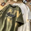 미국 거품 인쇄 남자 S 티셔츠하라 주쿠 스트리트웨어 스웨이드 캐주얼 Tshirts 대형 맨 티 둥근 목 수컷