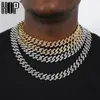 Chains Hip Hop Iced Out Miami Zircon 15MM Bling Cuban Full Pave Men's Necklace Silver Men's Jewelry Necklace 230704