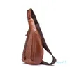 Designer Layer Oil Wax Leather Men's Cool Multi Pocket Large Capacity 9-inch Chest Bag