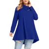 Vrouwen Plus Size T-shirt Lente Herfst Ruche V-hals Lange mouw met Zakken Tuniek Top Casual Solid Pullover Oversized T-shirt 230705