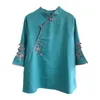 Ropa étnica otoño Multicolor siete cuartos señoras algodón Lino camisa blusa chino tradicional mujer Formal Topang disfraz Hanfu