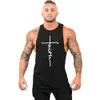 Regatas masculinas Fitness masculinas Roupas de ginástica Algodão Estampado Treinamento Singlets Regata Musculação Regata Masculina Masculina Muscular Sem Mangas Colete Esportivo 230704