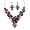 Brilliant Purple New Exaggerated Jewelry Necklace Bride Wedding Suit Inlaid with Diamond Alloy Water Drop Shape 230628