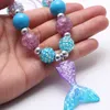 Mignon poisson queue pendentif réglable corde collier coloré grosses perles collier cadeaux pour enfant filles mode bijoux