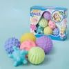 Ballong 6st Texturerad Multi Ball Set Babyleksak Spädbarn Taktila sinnen Barnleksaker Träning Massage Mjuk 230704