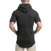 Erkek Tişörtleri Yeni Yaz Marka Pamuk Erkekler Günlük Spor Salyaçları Giyim Fitness Moda Spor Hip Hop Vücut Geliştirme Kas Kapşonlu Kısa Kollu Tshirt J0705