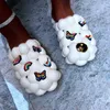 Chinelos Unisex Summer Slides Para Mulheres Ao Ar Livre Close Toe Bubble Massage Litchi Sandálias Marca Designer de Moda Homens Tamancos 221110