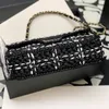 Braided Tweed Flap Designer Chain 25CM 10A Mirror Quality Lambskin Crossbody Shoulder Bag with BOX C126