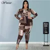 Women's Plus Size Pants plus size clothing 2piece tracking suit elastic top and pants jogging Sportswear matching wholesale direct shipment 230705