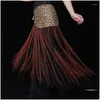 Abbigliamento da palcoscenico Donna Danza del ventre Paillettes Nappa tribale Sciarpa dell'anca Triangolo di danza del ventre Cintura avvolgente Gonna Frange 10 colori Drop Delivery Appare Dhlwp