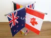 Drapeaux de bannière YAZANIE 14 * 21cm Choisissez 3 ou 4 pays Drapeau de bureau de table avec base en acier inoxydable Support de drapeau de table Drapeaux de pays du monde 230704